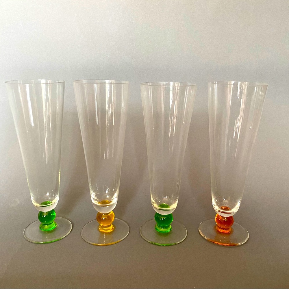 Set of 4 🌈 coloured glass vintage glasses